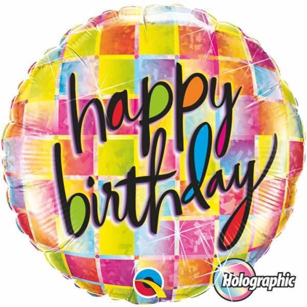 18" Birthday Kaleidoscope Holographic Balloons