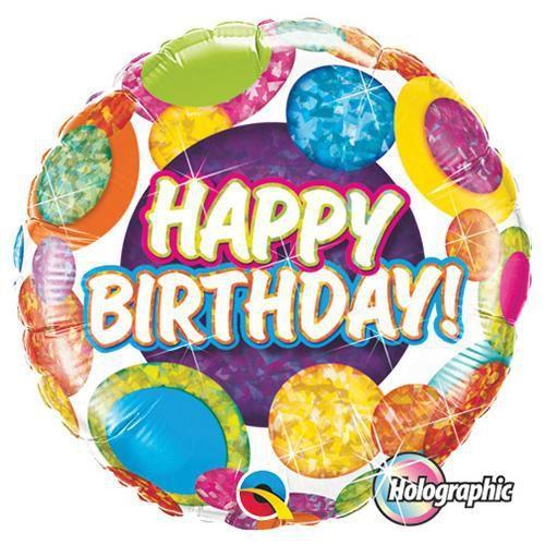 18" Birthday Dots Holographic Balloons