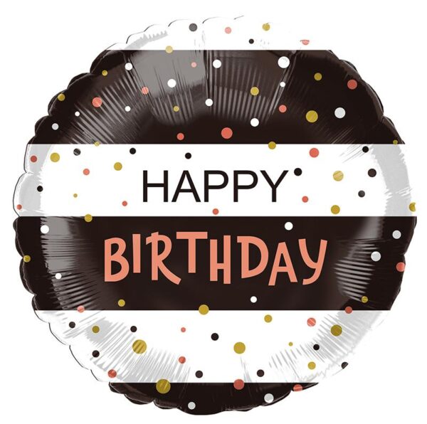 035832 - 18" Happy Birthday Stripes & Dots