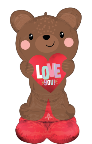 045151 - Airloonz - 49"  Satin Brown Love Bear Jumbo Air-Fill Free Standing