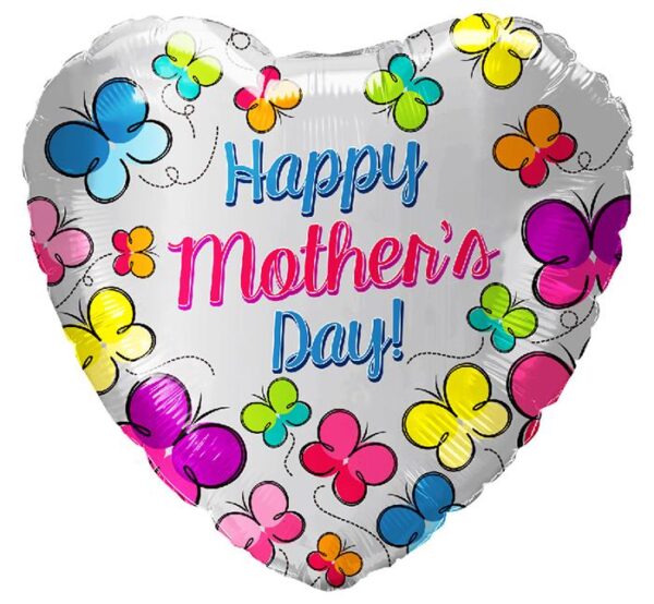 02351 - 18" Mothers Day Holographic Butterflies W/ White Ribbon