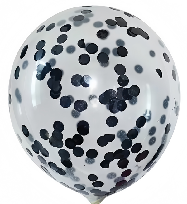 56592 - 12" Clear With Black Confetti (100)